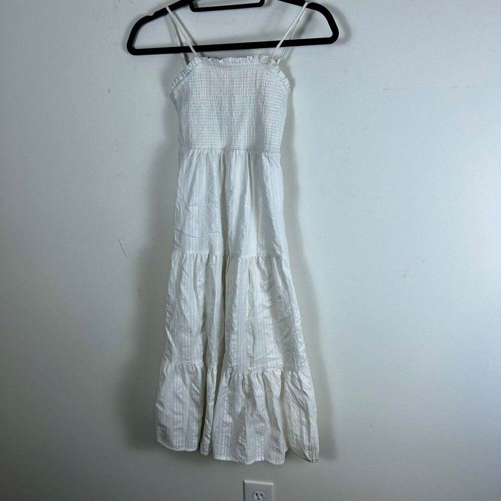 Art Class Girls White Smocked Tiered Maxi Dress Size Medium 8 Summer Boho